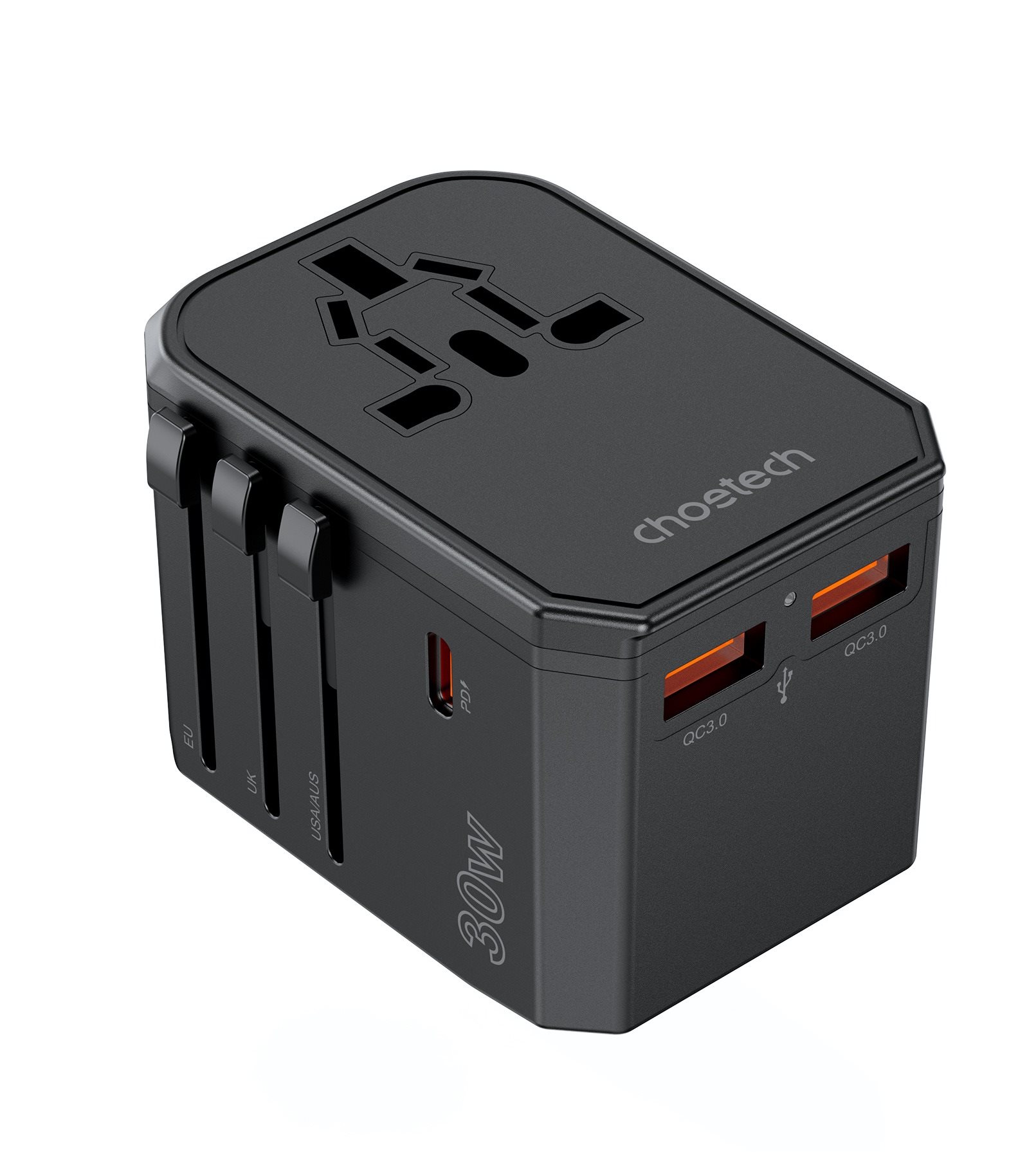 ChoeTech PD30W C+2A Travel Wall Charger (US/EU/UK/AU) Utazó adapter