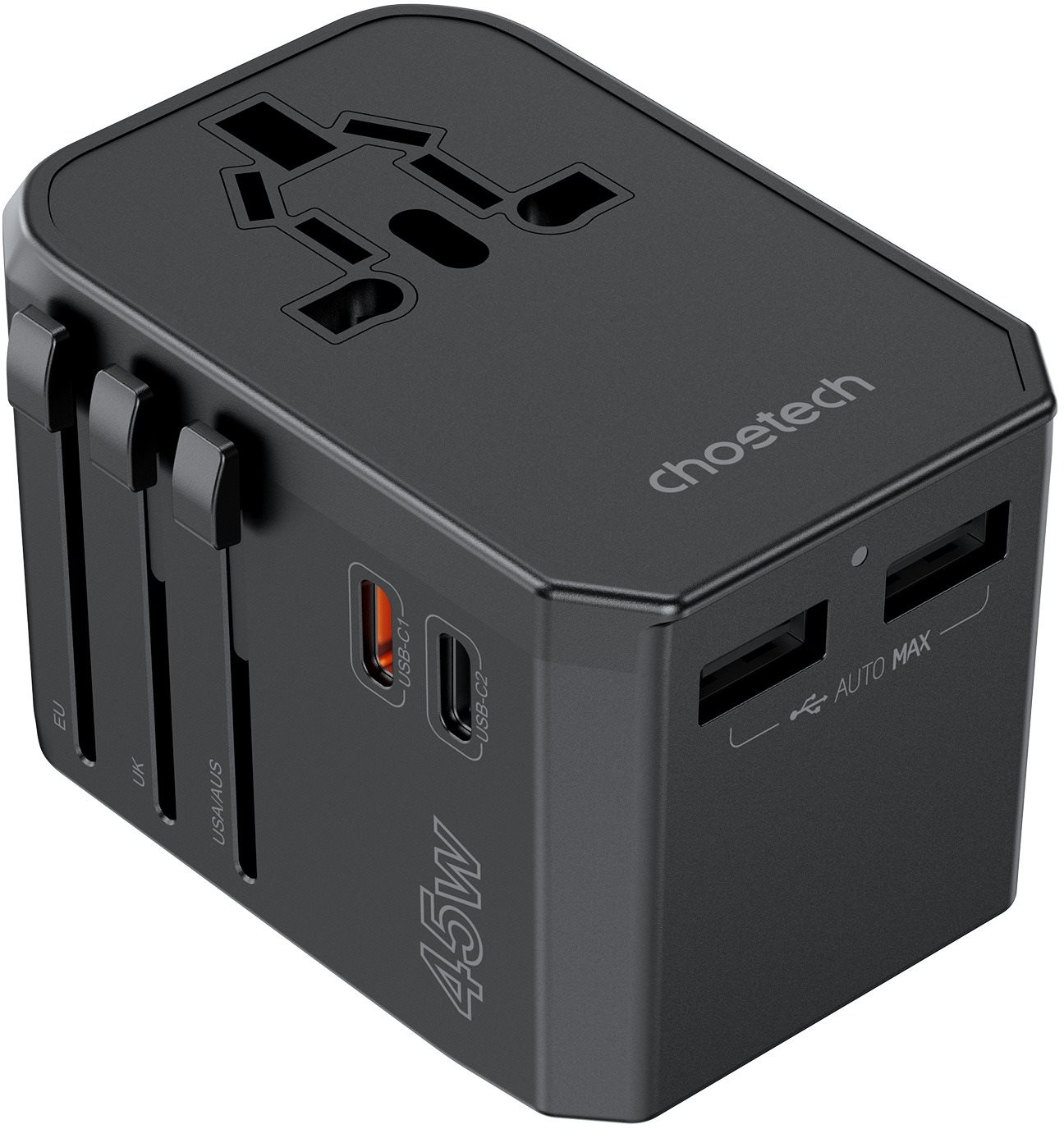ChoeTech PD45W 2C+2A Travel Wall Charger (US/EU/UK/AU) Utazó adapter