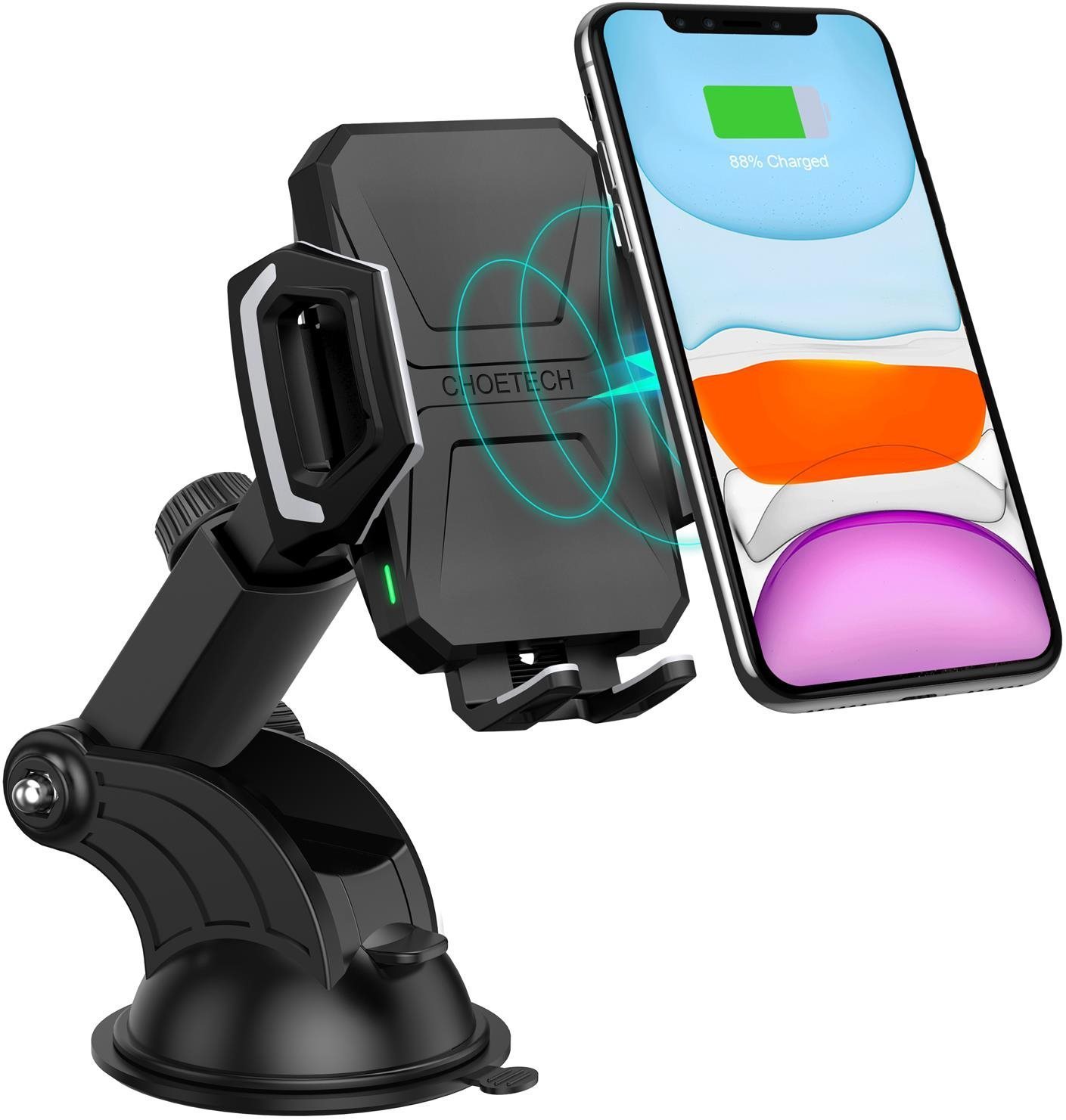 Choetech 15 W Car Holder Wireless Fast Charger Black Nabíjačka do...