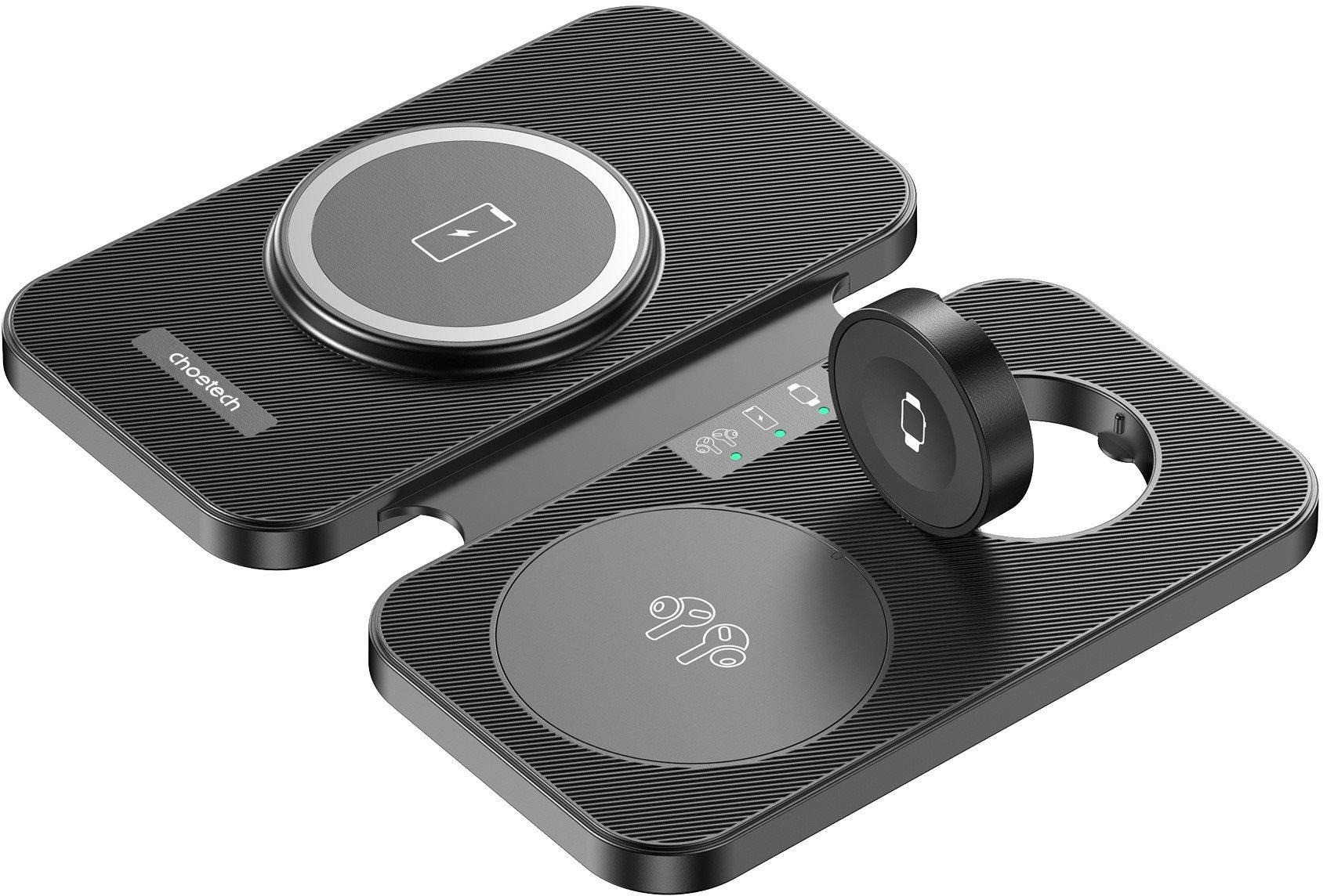 Choetech 3-in-1 Magnetic Wireless Charger Black MagSafe bezdrôtová...