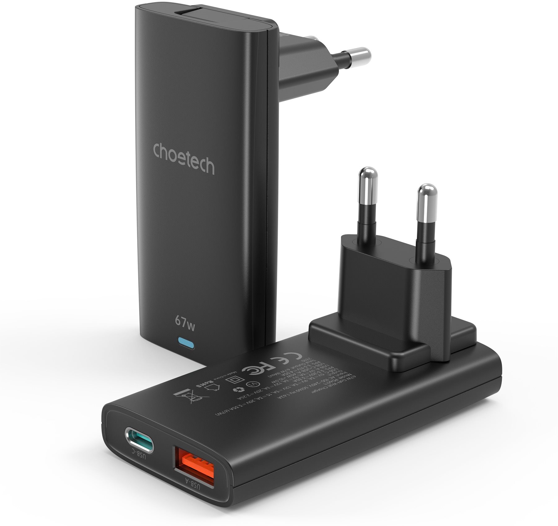ChoeTech 67W A+C Charger, black Töltő adapter