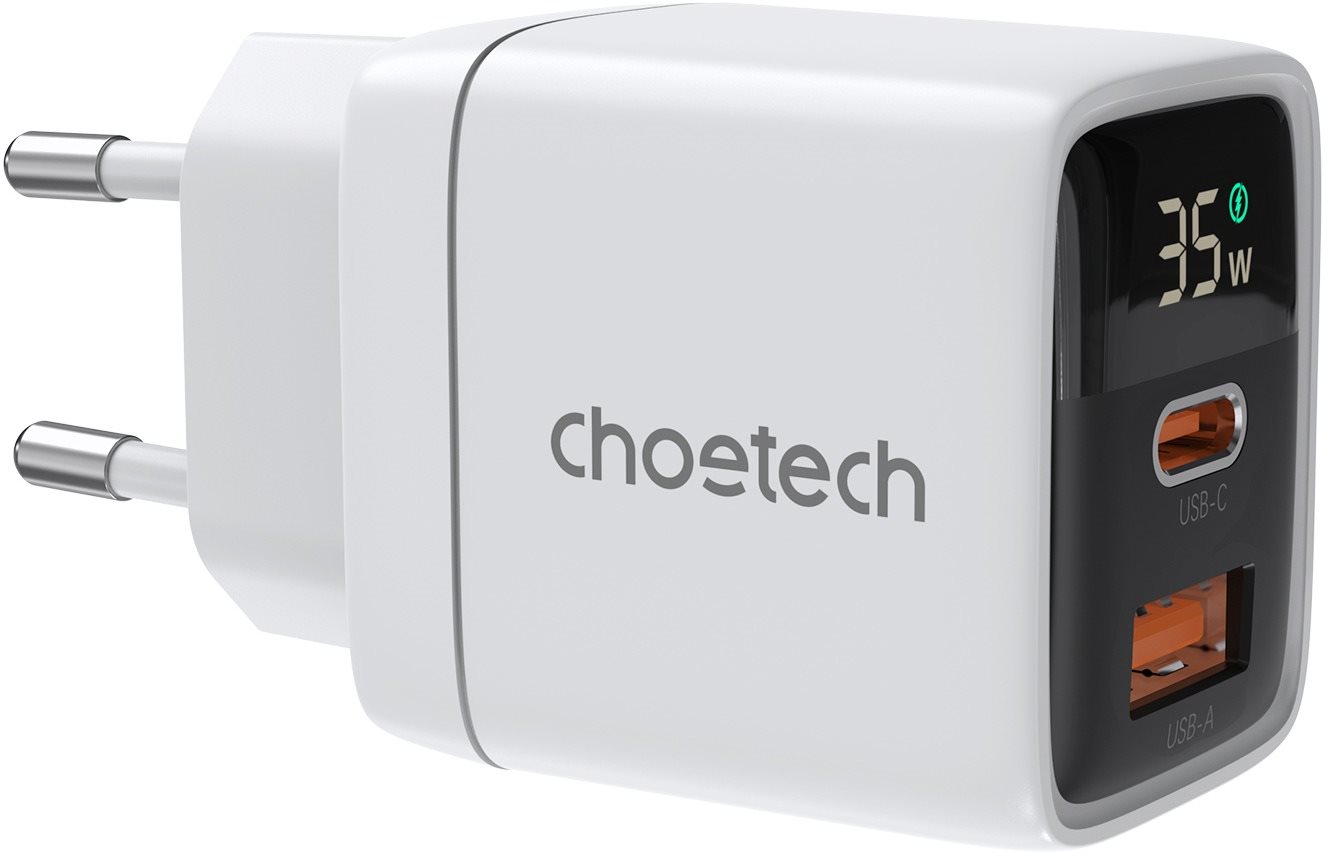 ChoeTech PD35W GAN Dual A+C ports Display wall charger-white...