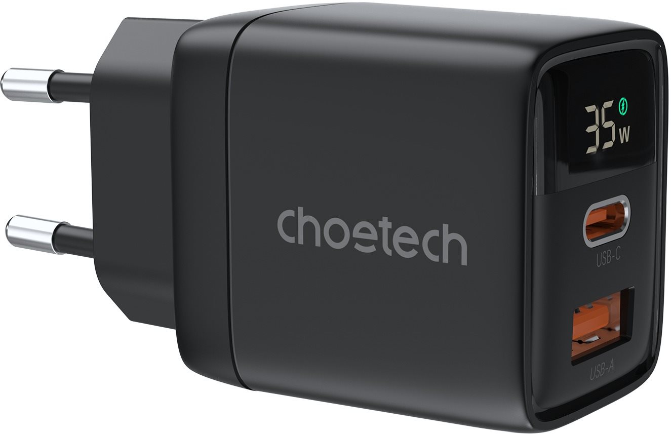 ChoeTech PD35W GAN Dual  A+C ports Display wall charger-black...