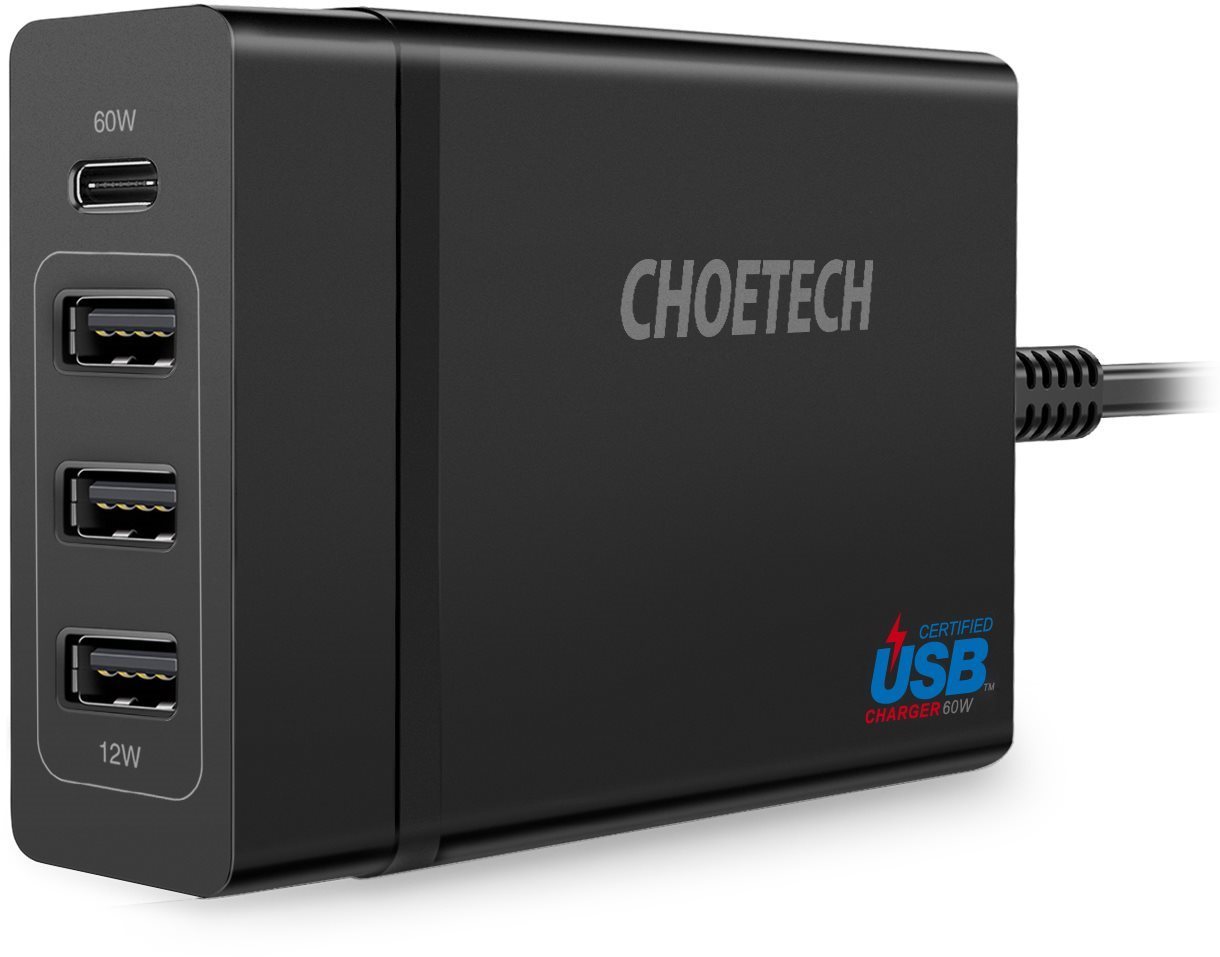 ChoeTech Multi Charge USB-C PD 60W + 3x USB-A Charging Station...