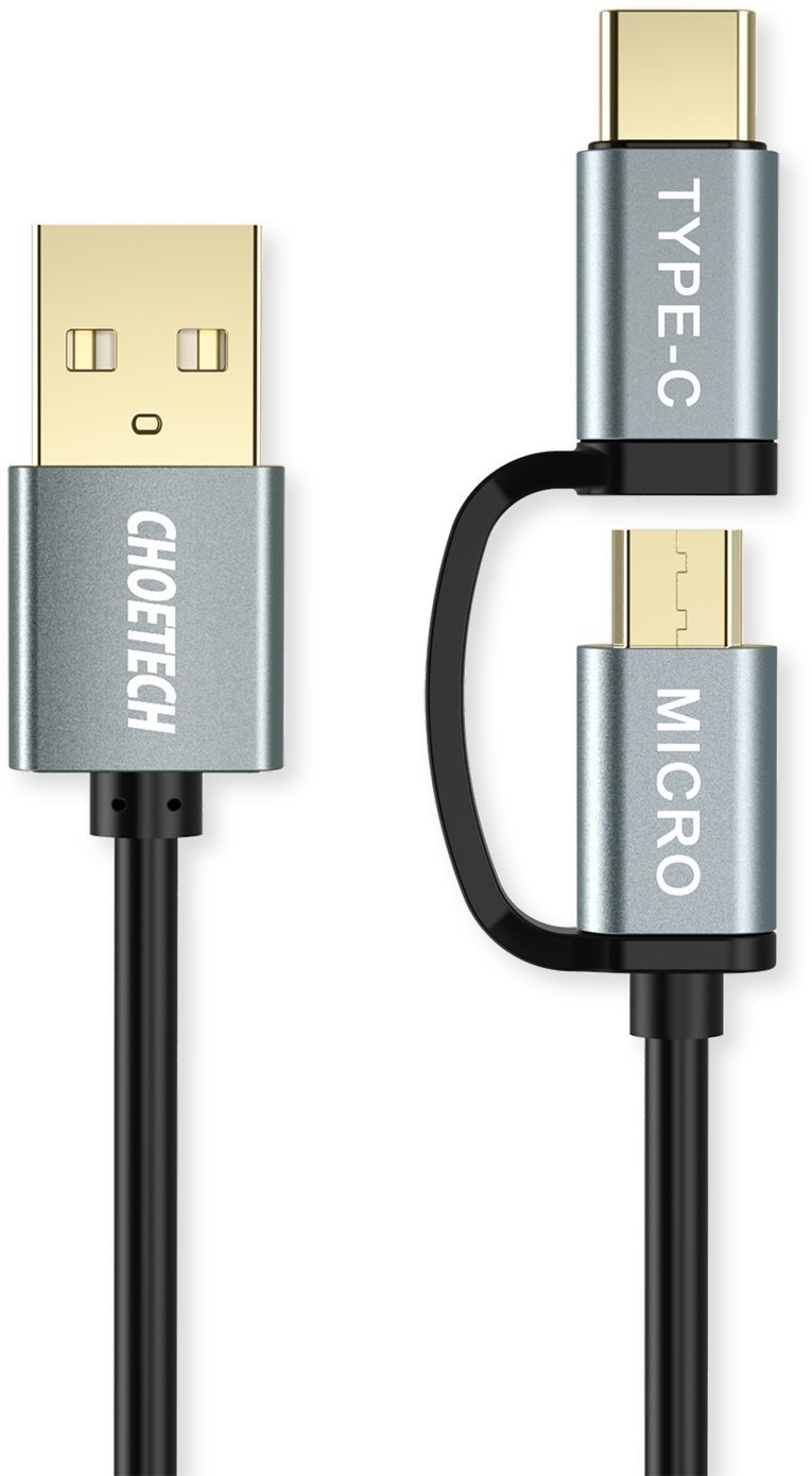 ChoeTech 2 in 1 USB to Micro USB + Type-C (USB-C) Straight Cable,...