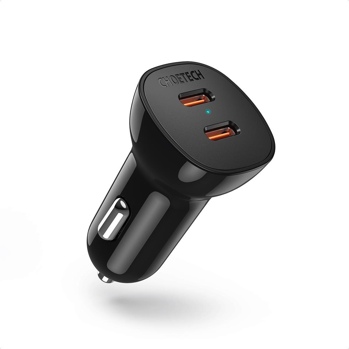 Choetech dual C-ports PD40W car charger black with color box...