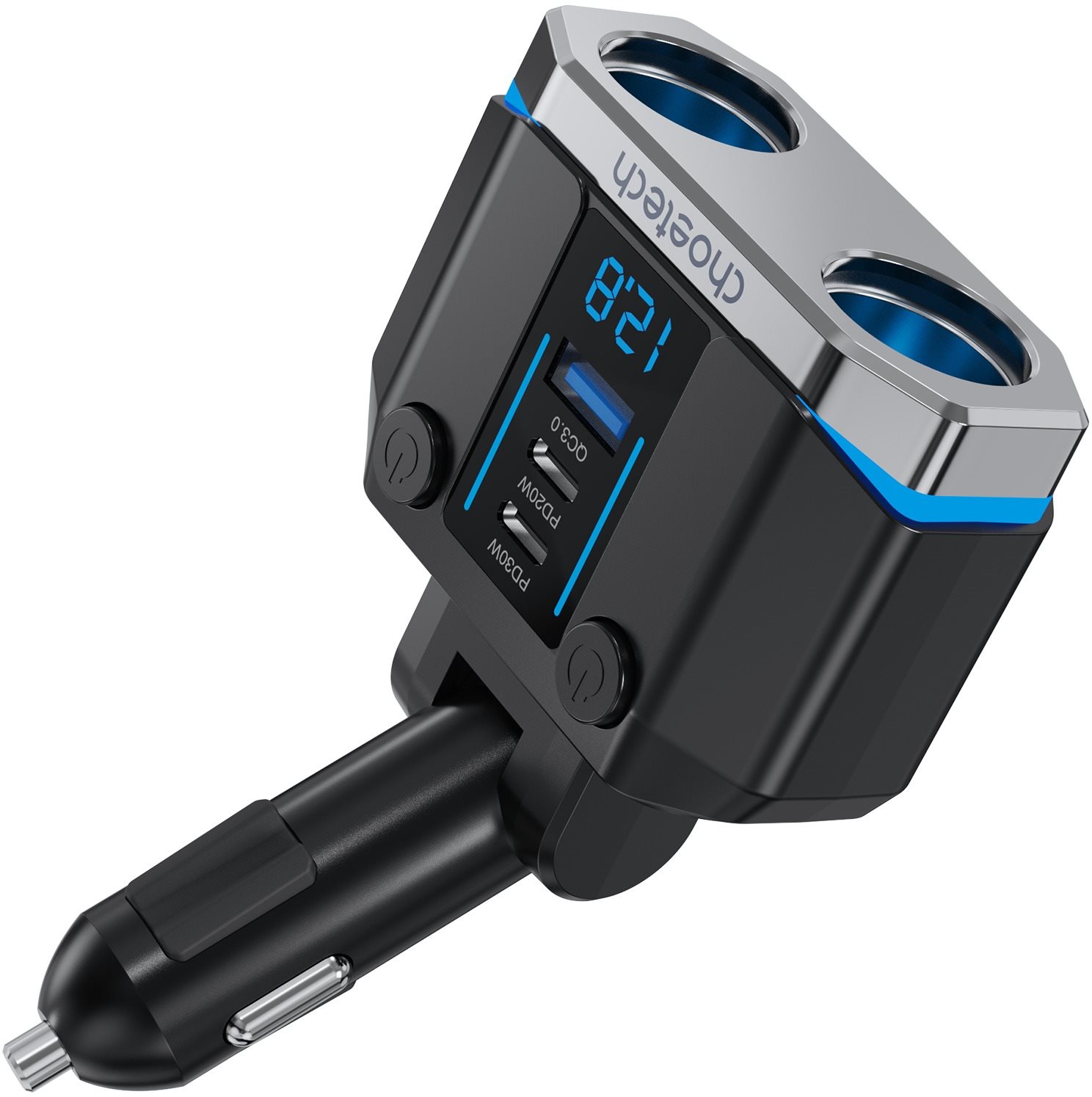 ChoeTech 2 Sockets 2C+1A PD30W Cigarette Lighter Splitter Autós töltő