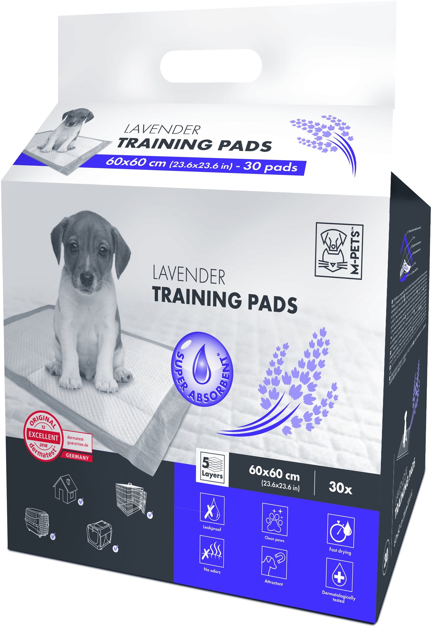 M-Pets Podložky pre šteniatka Levanduľa 60 × 60 cm 30 ks Absorpčná...