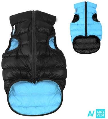 AiryVest bunda pre psov čierna/modrá XS 22 Oblečenie pre psov
