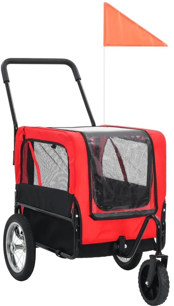 Shumee Vozík pre psa za bicykel a na behanie 2 v 1 červeno-čierny...
