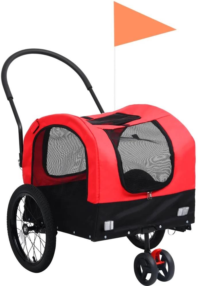Shumee Vozík pre psa za bicykel a na behanie 2 v 1 červeno-čierny...