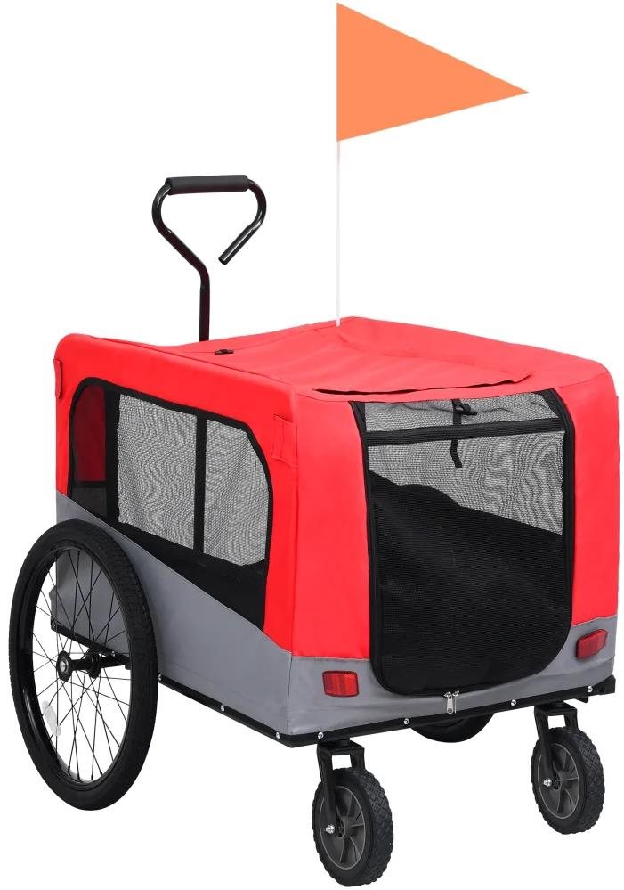 Shumee Vozík pre psa za bicykel a na behanie 2 v 1 červeno-sivý...