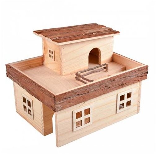 DUVO+ Domček drevený pre drobné hlodavce 31 × 25 × 24 cm Domček pre...