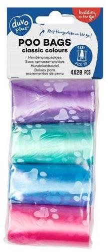 DUVO+ Vrecká na exkrementy farebné s labkami 4 ks Vrecká na psie...