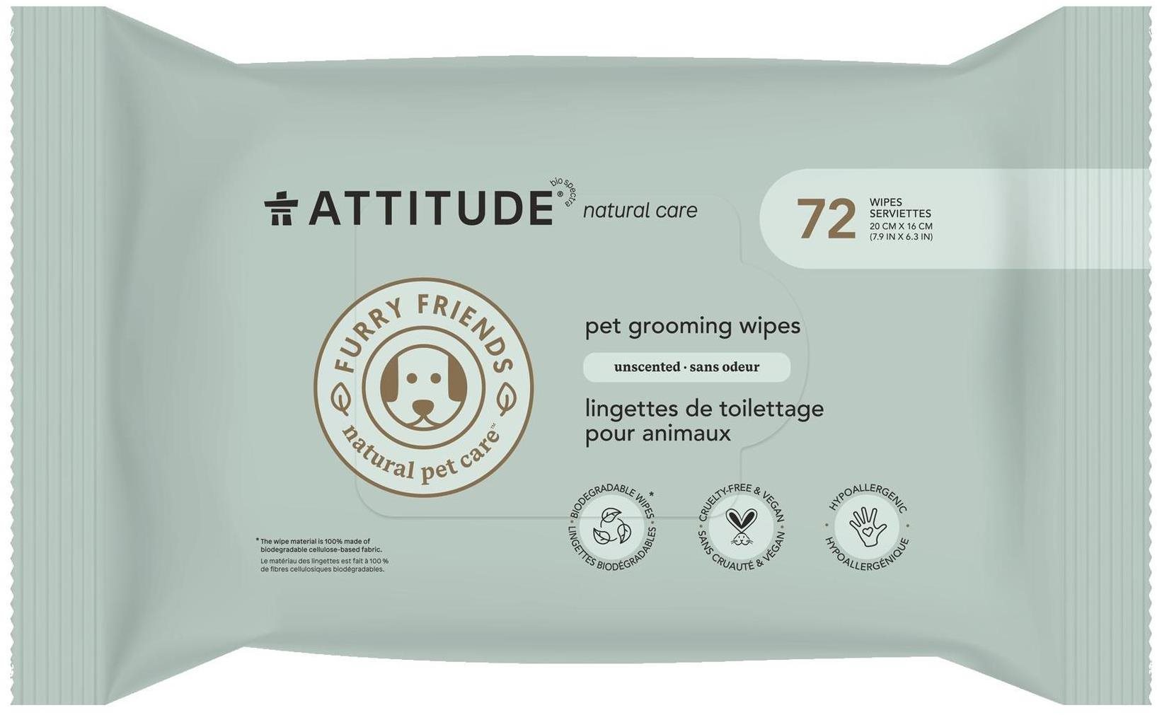 Attitude Furry Friends Prírodné vlhčené čistiace obrúsky 72 ks...