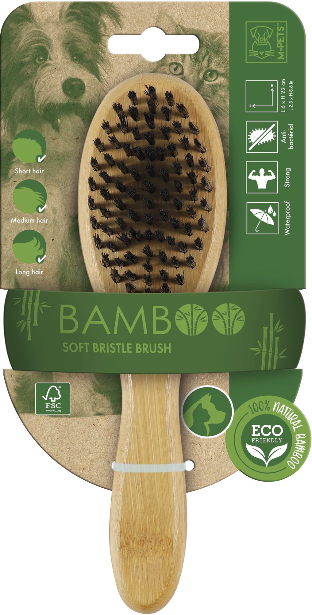 M-Pets BAMBOO Kefa s mäkkými štetinami Kefa na psa