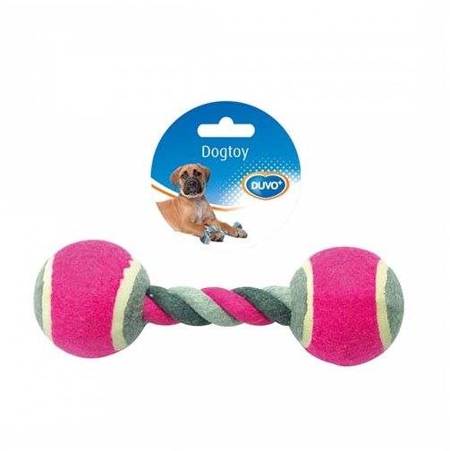 DUVO+ Lano preťahovacie 2 uzly a tenisové loptičky 18 cm Hračka pre...