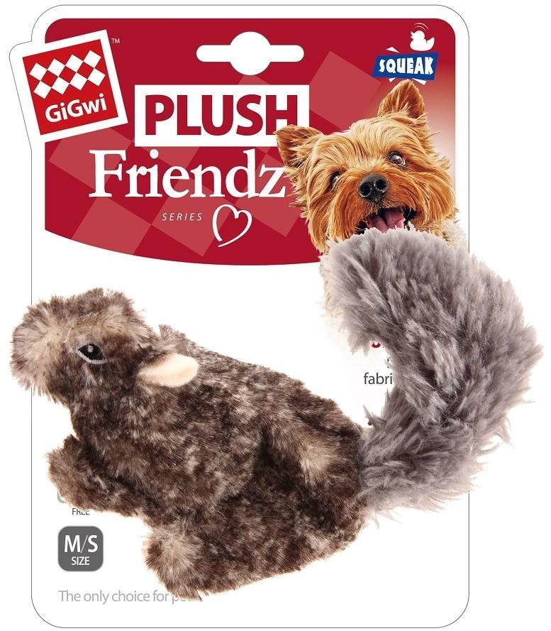 GiGwi Plush Friendz plyšová veverička sivá Hračka pre psov