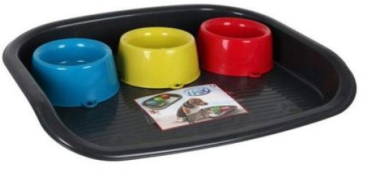 Cobbys Pet Podnos plastový s tromi miskami 52 × 41 × 9 cm; 0,9 l;...