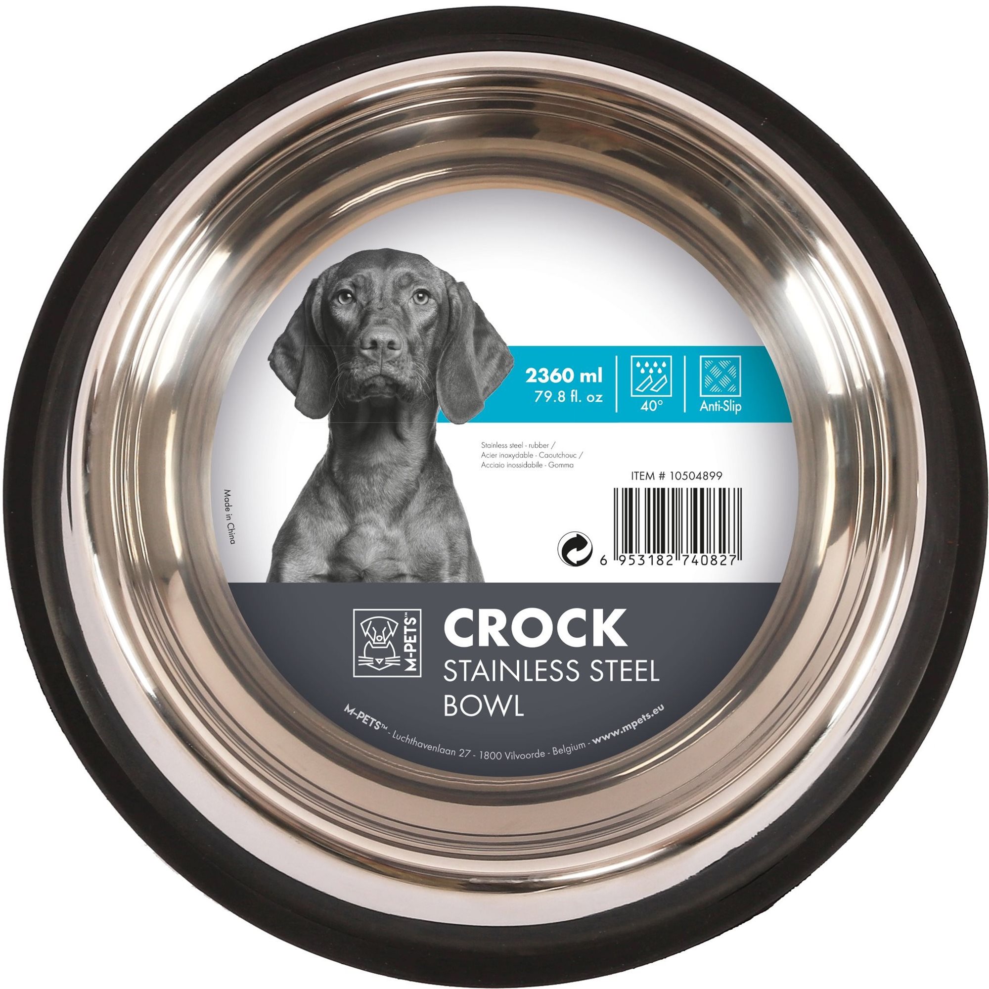 M-Pets Crock Miska antikorová s gumou XXL 2,36 l Miska pre psa