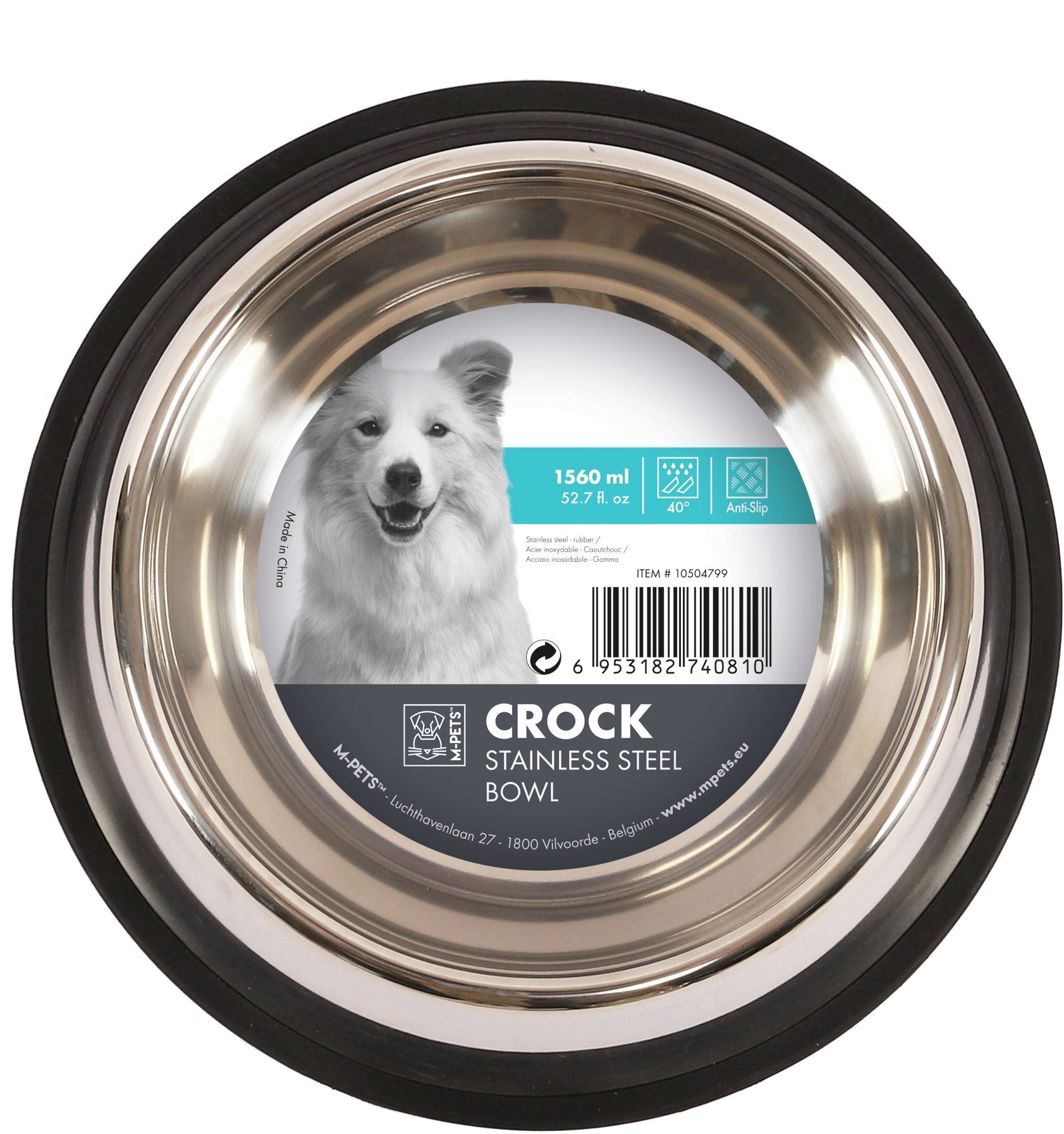 M-Pets Crock NEW Miska nehrdzavejúca s gumou XL 1,56 l Miska pre psa