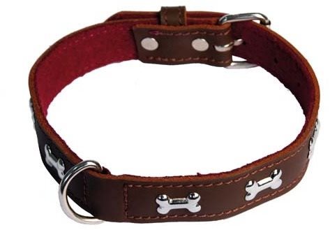 Cobbys Pet Obojok z originálnej kože ozdobený kostičkami hnedý 40...