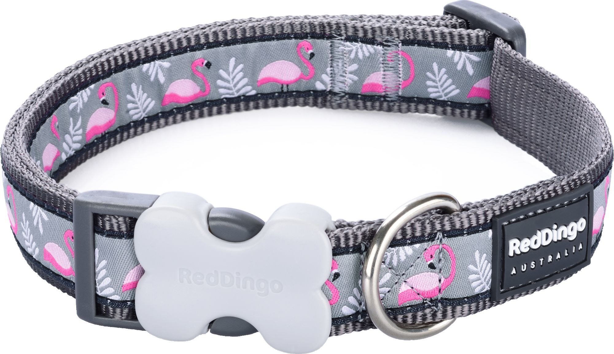 Red Dingo Flamingo Cool Grey 25 mm × 41 – 63 cm Obojok pre psa