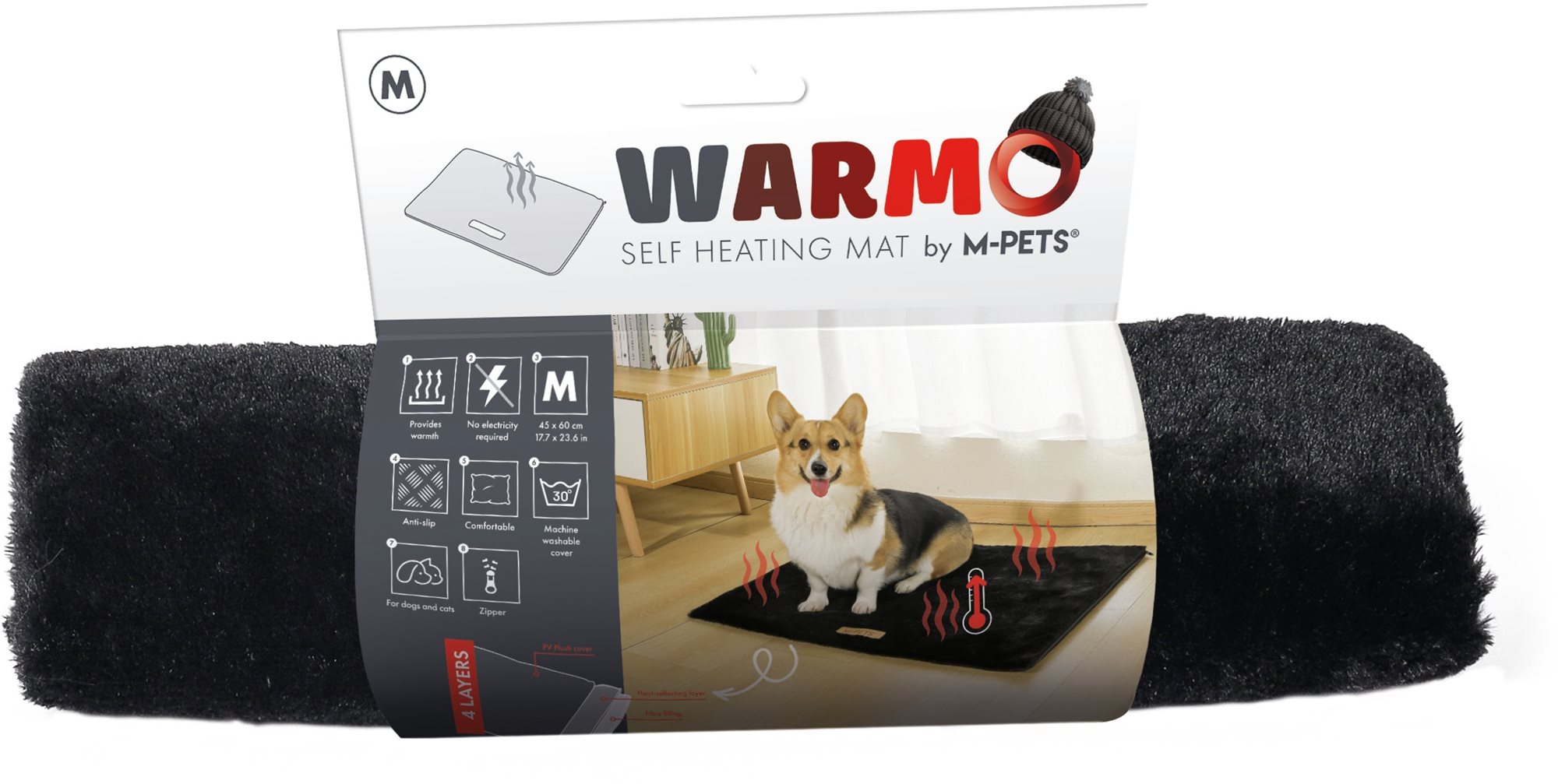 M-Pets WARMO Samohrejúca podložka pre psa veľkosť M Deka pre psa