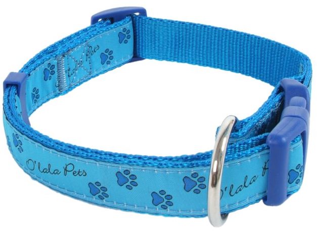 Olala Pets obojok labky 25 mm × 40-66 cm, modrý Obojok pre psa