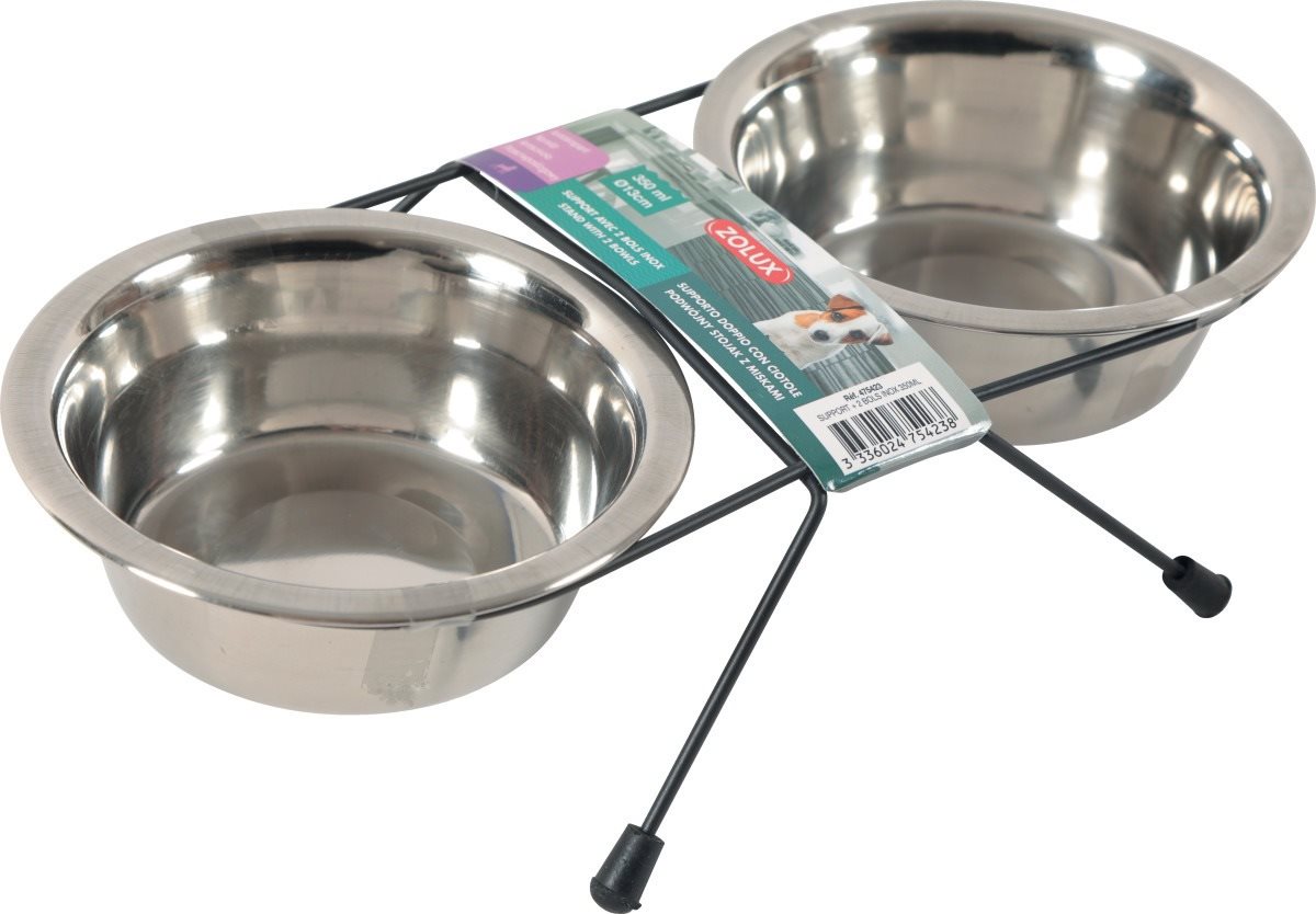Miska nerez stojan + 2 misky pes STEEL 0,35 l Zolux Miska pre psa