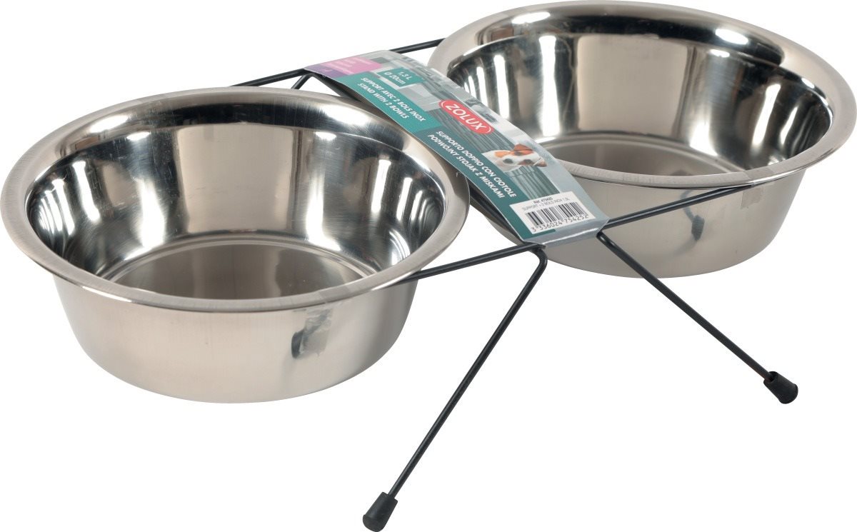 Miska nerez stojan + 2 misky pes STEEL 1,3 l Zolux Miska pre psa
