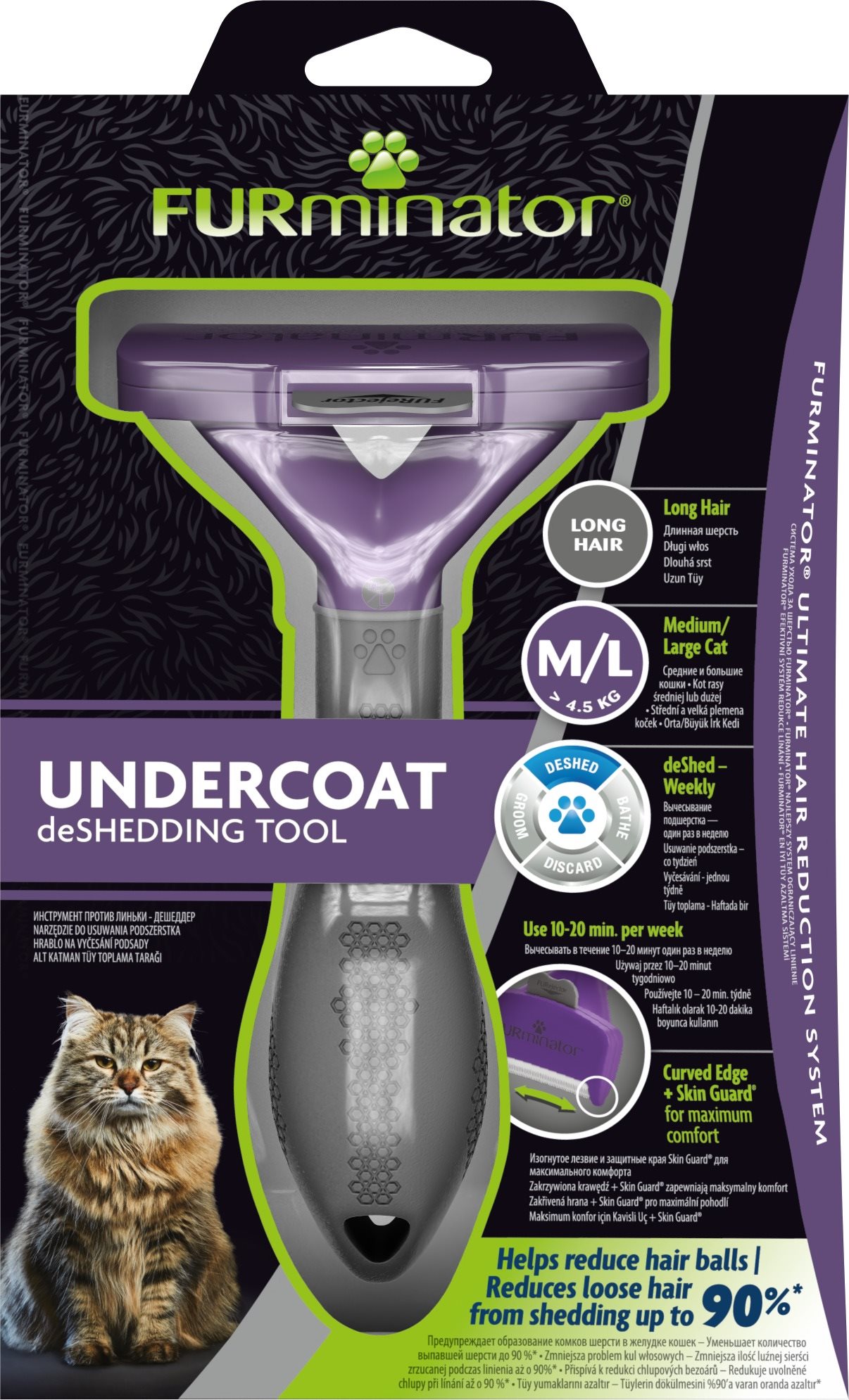 FURminator hrablo M/L Long Hair, pre mačky, 1 ks Kefa pre mačky