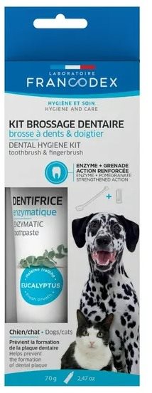 Francodex Dental Kit zubná pasta 70 g + kefka pes Zubná pasta pre psa