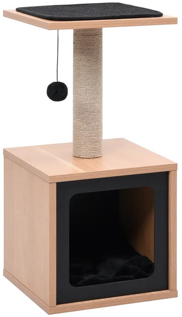 Shumee Škrabadlo drevené s kukaňou a hračkou 62 × 30 × 30 cm čierne...