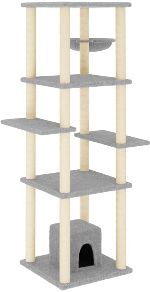 Shumee Škrabadlo pre mačky 154 cm, drevo, sisal a plyš, svetlo sivé...
