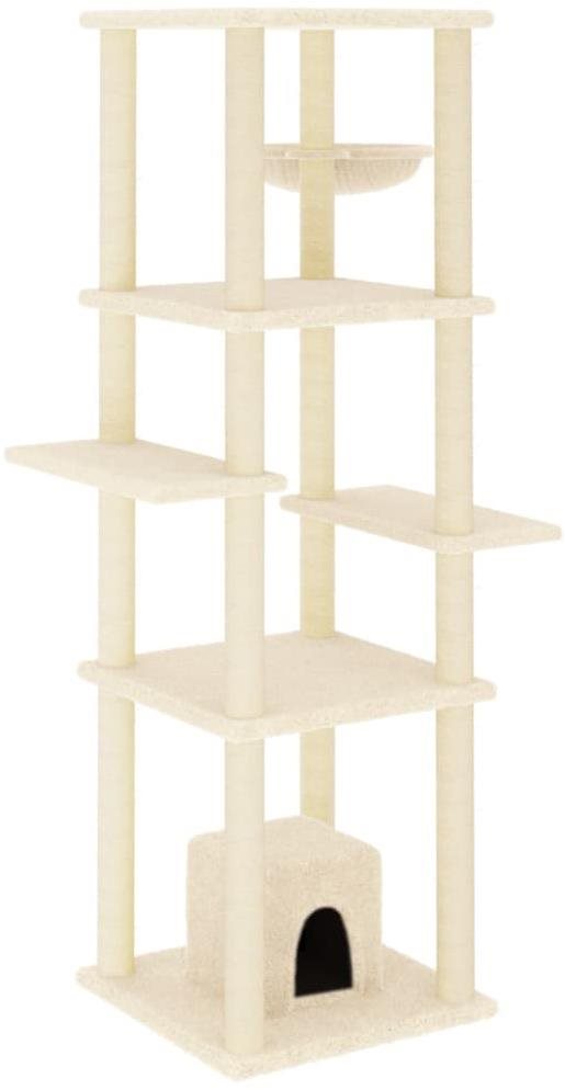 Shumee Škrabadlo pre mačky 154 cm, drevo, sisal a plyš, krémové...