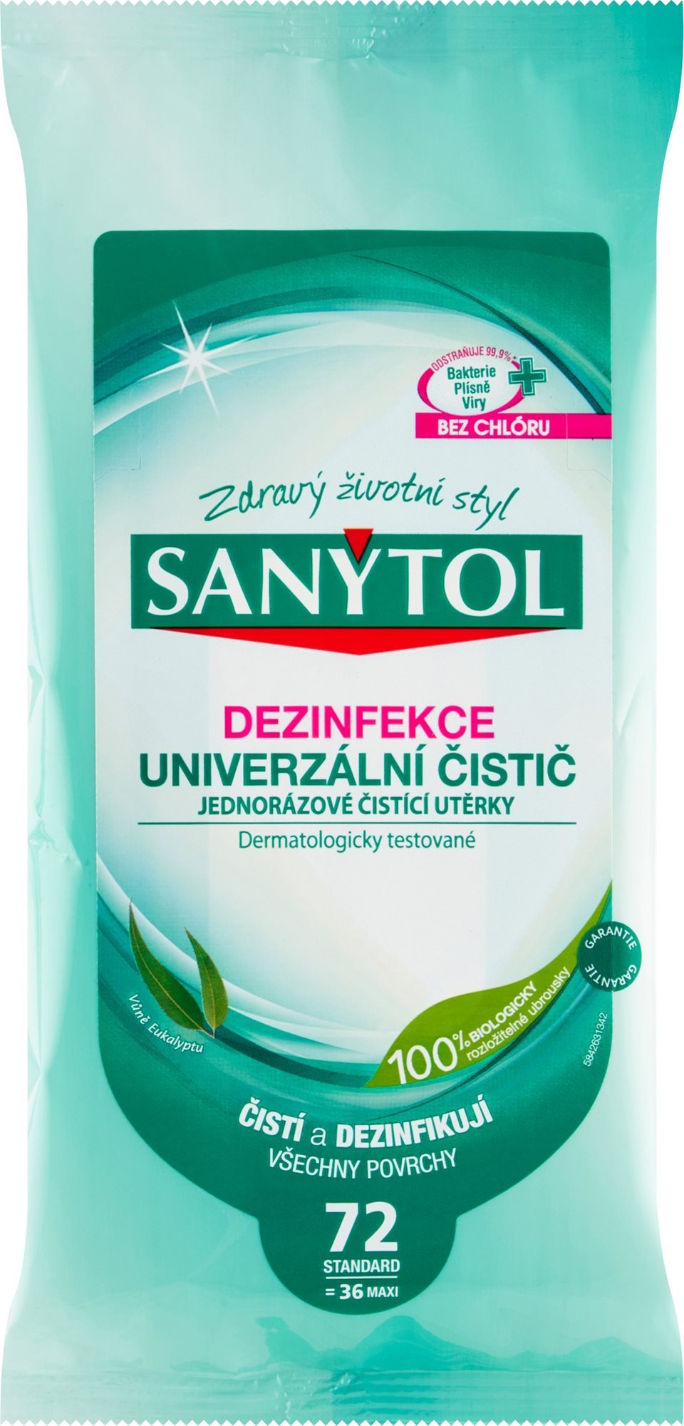 SANYTOL čistiace utierky s vôňou eukalyptu 36 ks Čistiace utierky