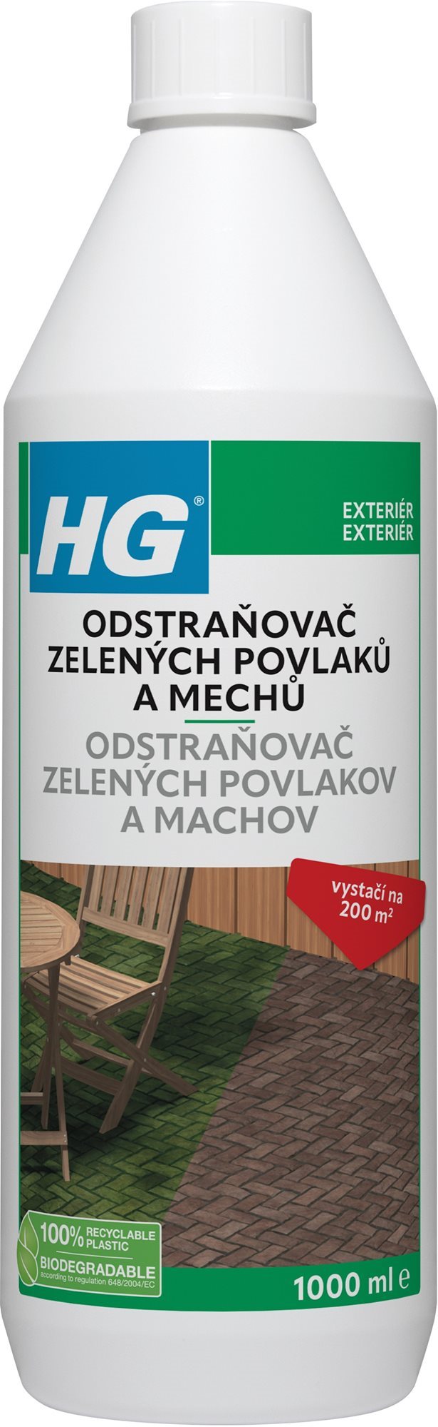 HG odstraňovač zelených povlakov a machov – priamo na použitie 1 l...