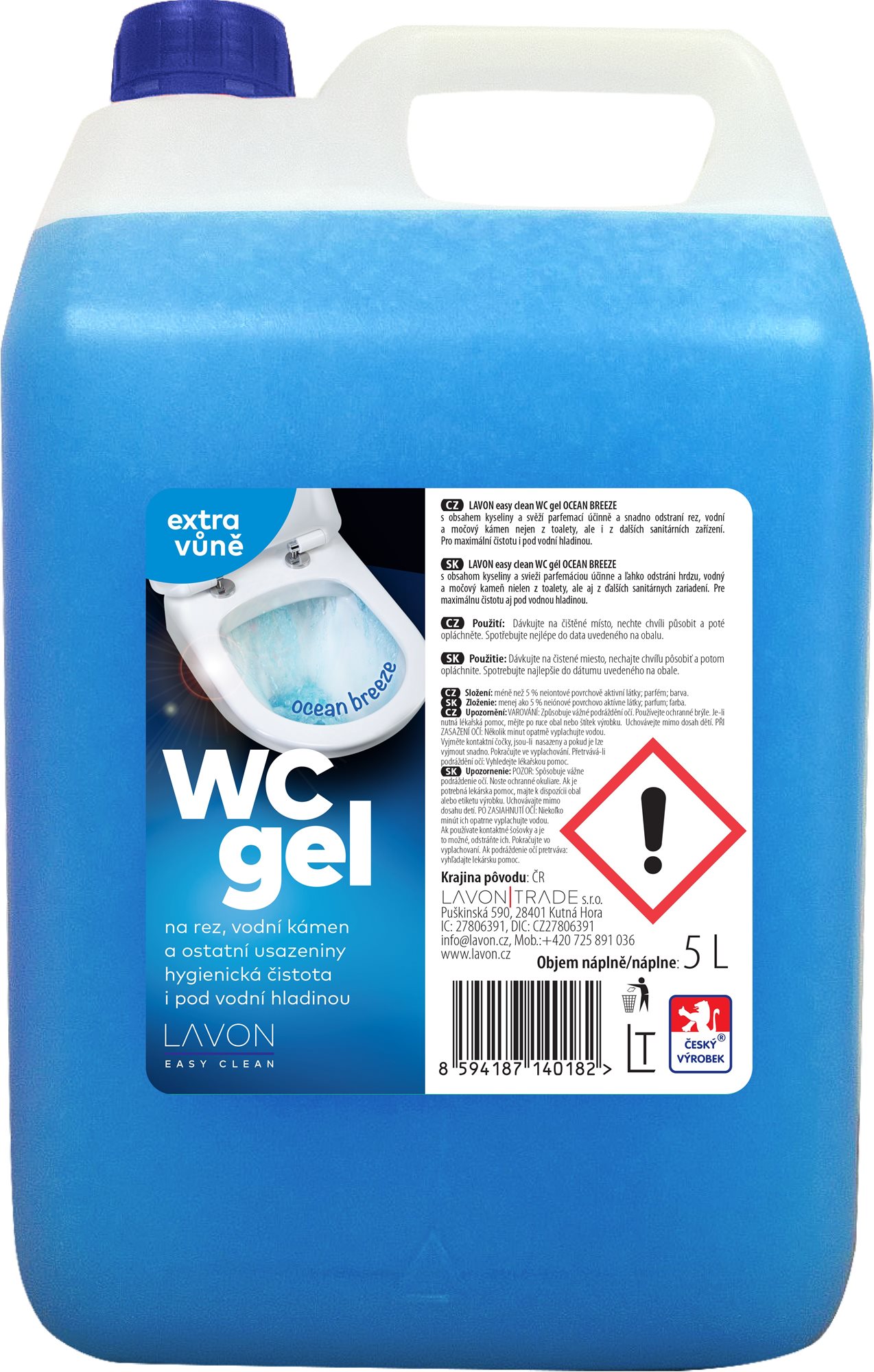 LAVON Ocean breeze, 5 litrov WC gél