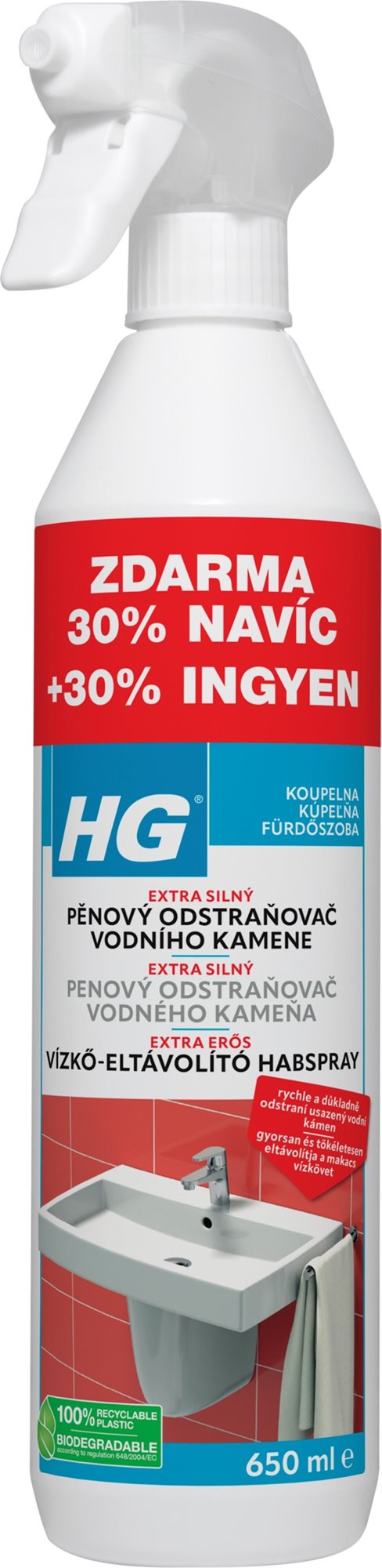 HG Pěnový Čistič vodního kamene 3x silnější 30 % zdarma Čistič