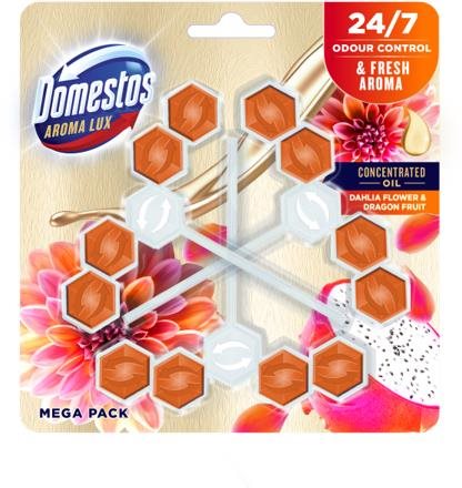 DOMESTOS Aroma Lux Dahlia Flower & Dragonfruit 3× 55 g WC blok
