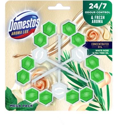 DOMESTOS Aroma Lux White Rose & Tea Tree Oil 3× 55 g WC blok