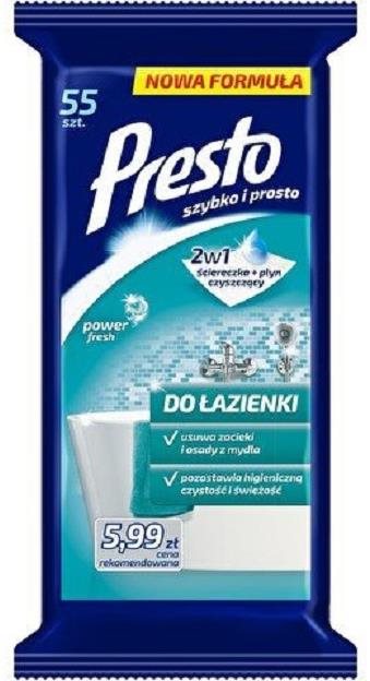 PRESTO čistiace obrúsky do kúpeľne 55 ks Čistiace utierky