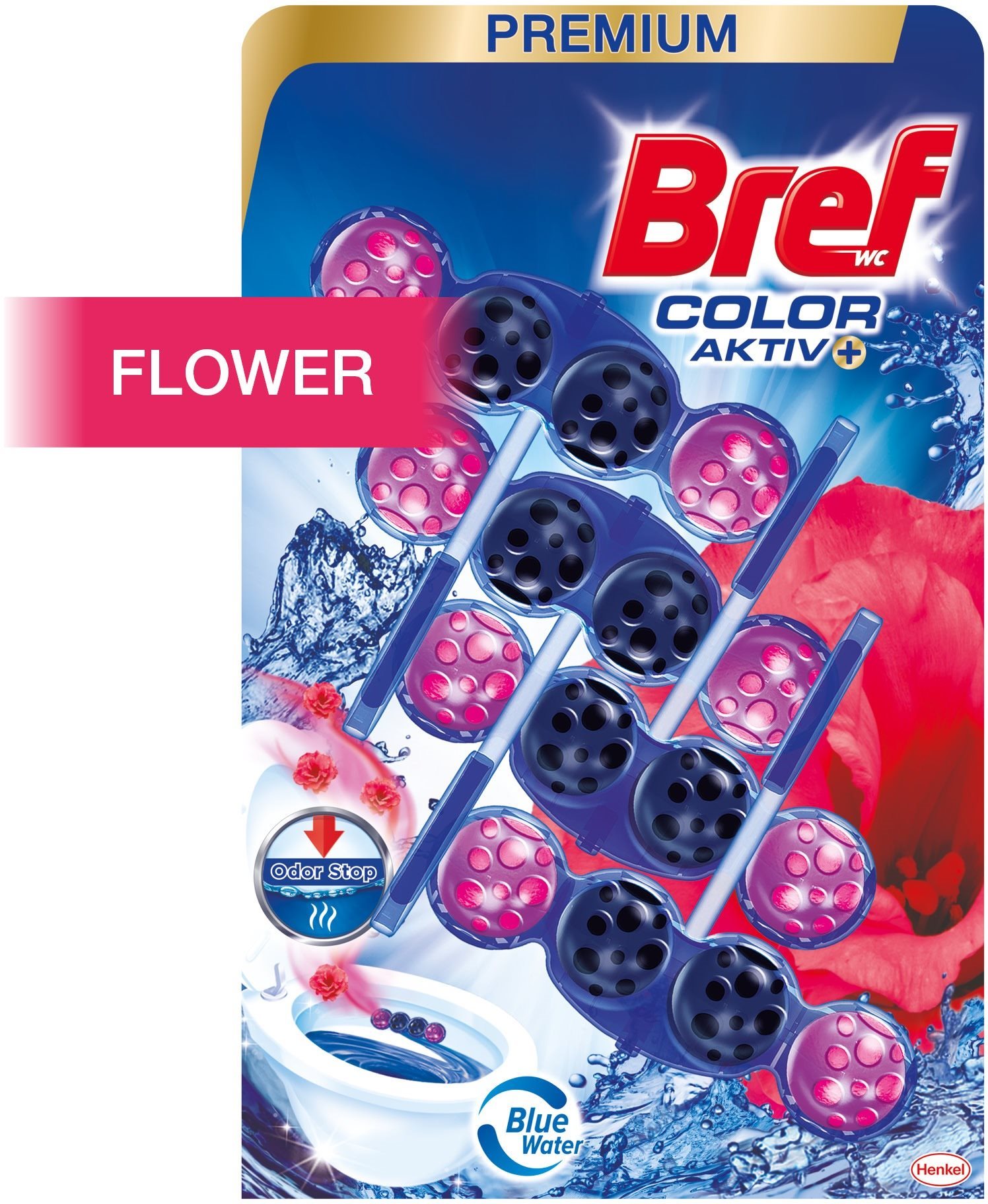 BREF Color Aktiv Flower 4× 50g WC golyó