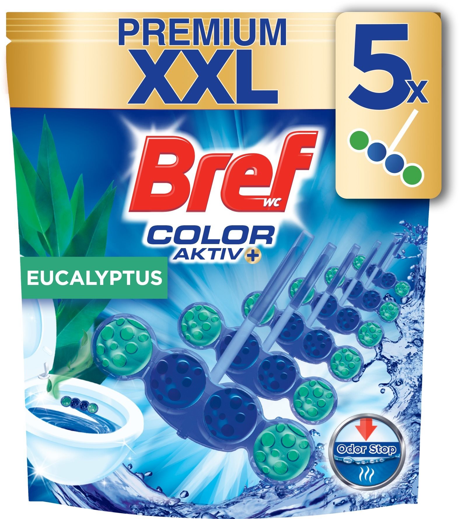 BREF Color Aktiv Eucalyptus 5× 50 g WC blok