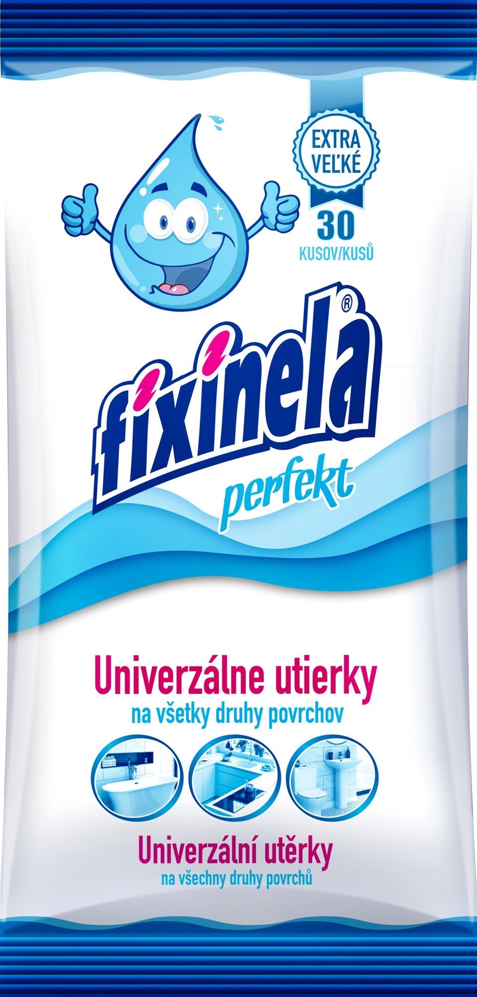 FIXINELA Perfekt vlhčené obrúsky 30 ks Čistiace utierky