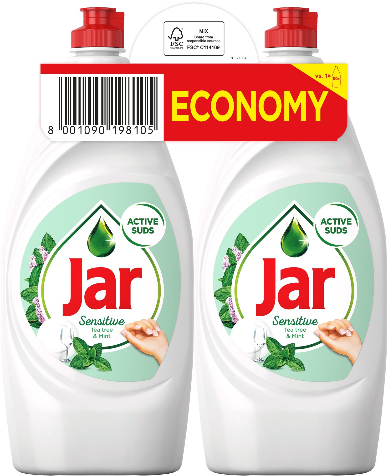 JAR Sensitive Tea Tree & Mint 2× 900 ml Prostriedok na riad