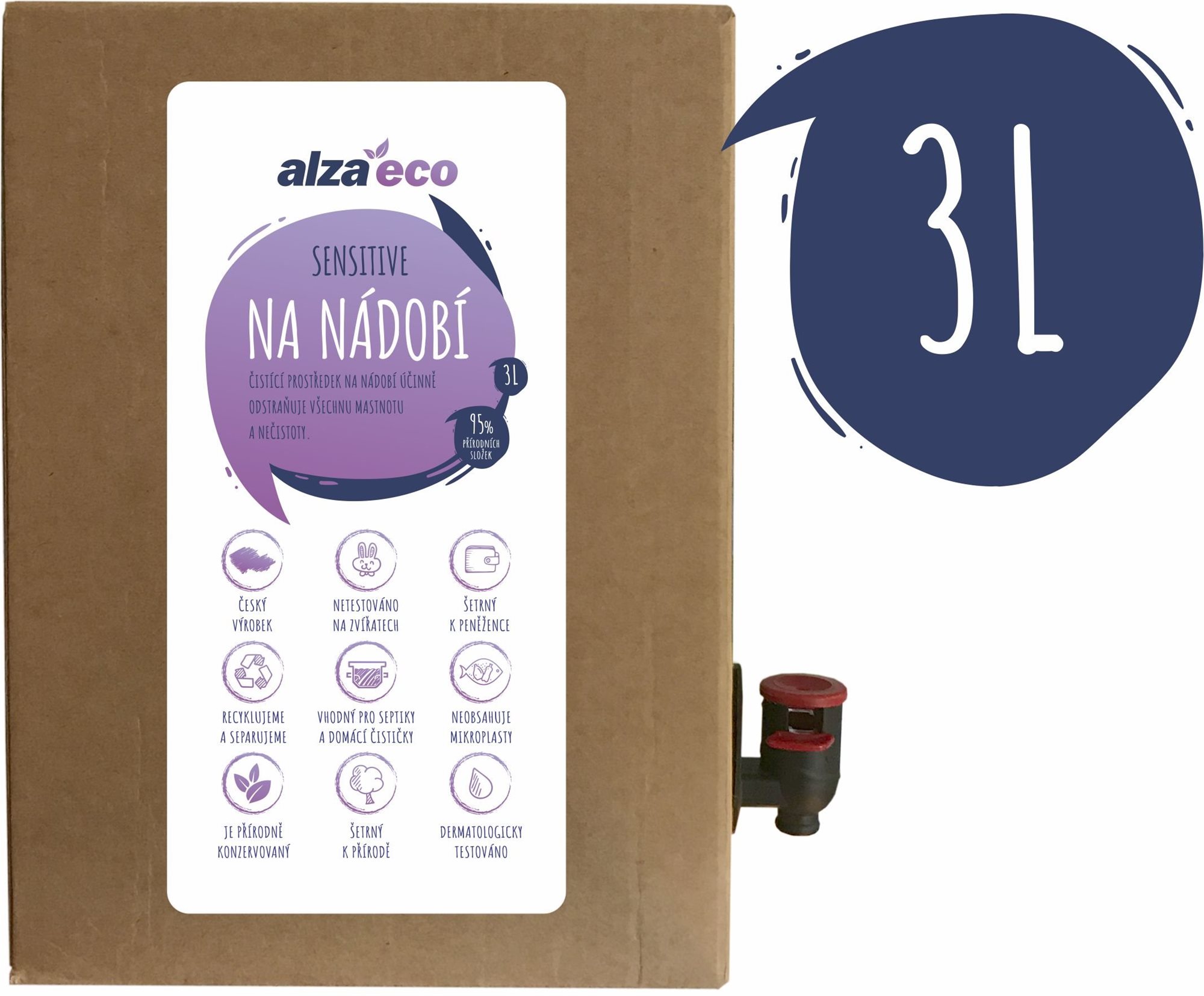AlzaEco Sensitive mosogatószer 3 l Öko mosogatószer
