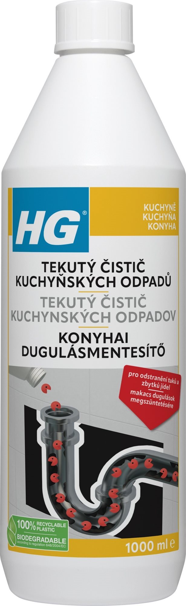 HG Folyékony bio konyhai lefolyótisztító, 1 l Lefolyótisztító