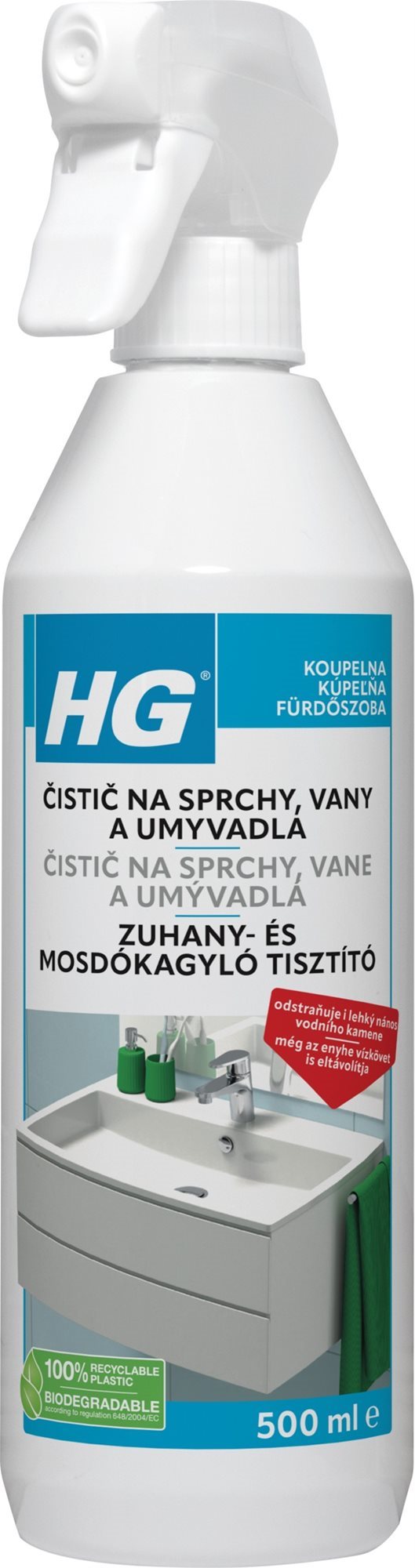 HG Zuhany, kád és mosdókagyló tisztító spray 500 ml Fürdőszoba...